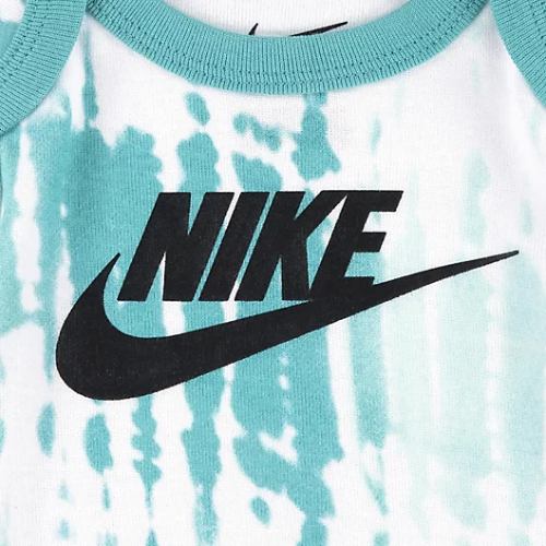 【送料無料+最大6％割引クーポン】 ナイキ Nike Tie Dye ボディースーツ出産祝い3点セット（White/Mint） 男の子用ロンパース 女の子用カバーオール ベビー服 キッズ服 子供服 ユニセックス セットアップ