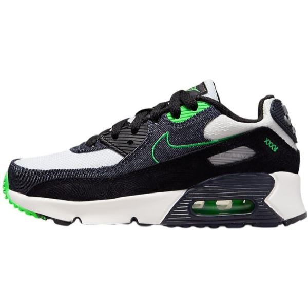 【送料無料+割引クーポン配布中】 ナイキ キッズ用サイズ（16.5-22.0cm） Nike Air Max 90 LTR SE Shoes（Black/Scream Green） 男の子用スニーカー 子供靴 女の子用シューズ くつ 入園入学祝い