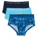 【ニコニコ割引対象】【送料無料】 Calvin Klein カルバンクライン 4-18歳用サイズ 男の子用CKロゴウエストブリーフパンツ3枚セット(ブルー総柄)...