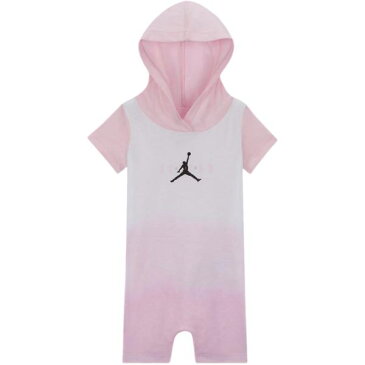 【送料無料+最大6％割引クーポン】 Nike ナイキ ジョーダン Jordan Hooded Romper（Pink Foam） フード付き半袖ロンパース カバーオール 出産祝い 男の子用 女の子用 ユニセックス ベビー服