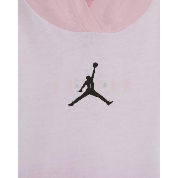 【送料無料+最大6％割引クーポン】 Nike ナイキ ジョーダン Jordan Hooded Romper（Pink Foam） フード付き半袖ロンパース カバーオール 出産祝い 男の子用 女の子用 ユニセックス ベビー服