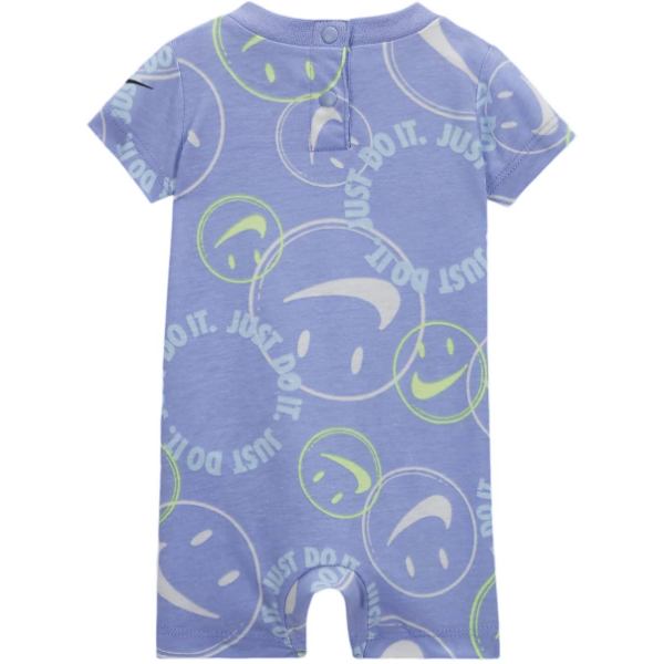 【送料無料+最大6％割引クーポン】 ナイキ Nike Printed Happy Romper（Light Thistle） 半袖ロンパース カバーオール 出産祝い 男の子用 女の子用 ユニセックス ベビー服