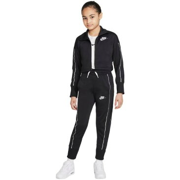 【送料無料+最大6％割引クーポン】 ナイキ 女の子用Nike Sportswear High-Waisted 上下2点セット（Black/White/White）ジャージ 子供用上下セット キッズ用セットアップ 出産祝い ギフト プレゼント