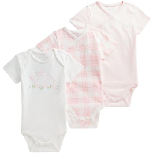 【送料無料+最大6％割引クーポン】 POLO RALPH LAUREN ポロ ラルフローレン 女の子用ポロバニー半袖ボディースーツ3枚セット（Pink/White） ボディスーツ ロンパース 下着 肌着 パジャマ 出産祝い ベビー服 うさぎさん ウサギさん 【楽ギフ_包装選択】