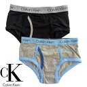 【ニコニコ割引対象】【送料無料】 Calvin Klein カルバンクライン 6-7歳用サイズ 男の子用CKロゴウエストブリーフパンツ2枚セット（Gray/Black） 下着 boy underwear 【楽ギフ_包装選択 】