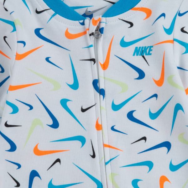 【送料無料+最大6％割引クーポン】 NIKE ナイキ 男の子用Swooshfetti Parade 足つきカバーオール（White） ロンパース ジャンプスーツ パジャマ 出産祝い 下着 肌着 女の子 男の子 ベビー服