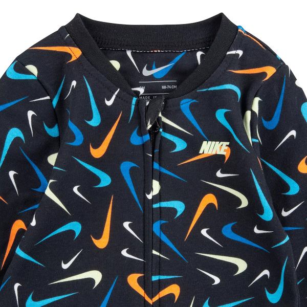 【送料無料+5％割引クーポンあり】 NIKE ナイキ 男の子用Swooshfetti Parade 足つきカバーオール（Black） ロンパース ジャンプスーツ パジャマ 出産祝い 下着 肌着 女の子 男の子 ベビー服