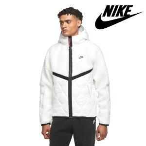 【送料無料+割引クーポン配布中】 ナイキ メンズ Nike Sportswear Heritage Men’s Jacket（Summit White/Black） モコモコフリース防寒ジャケット アウター フード付き中綿ジャケット パーカー ジャンパー レディース ユニセックス 男女兼用