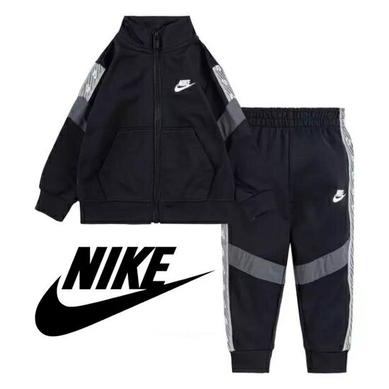 【送料無料+最大6％割引クーポン】 nike ナイキ 男の子用Sportswear Elevated Trims Tricot ジャージ 上下2点セット（Black） 子供用スウェットパンツ セットアップ 出産祝い プレゼント