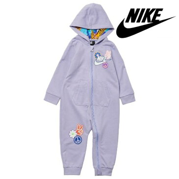 【送料無料+5％割引クーポンあり】nike ナイキ 女の子用Sportswear Flowerchildフード付きカバーオール（Purple/Purple） ジャンプスーツ ワンピース ロンパース パーカー 出産祝い