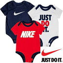 【ニコニコ割引対象】【送料無料】 nike ナイキ ロンパース 男の子用 Just Do It 半袖ボディースーツ3枚セット（University Red/Obsidian/White） ボディスーツ パジャマ カバーオール 出産祝い