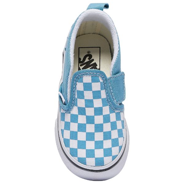 【送料無料+割引クーポン配布中】 Vans バンズ 【ベビー・キッ（10.5-16.0cm）】 Vans Slip On V Checkerboard Skate Shoe（Delphinium） スニーカー 子供靴 出産祝い