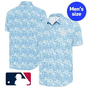 【送料無料】 MLB公式 メジャーリーグオフィシャル Antigua アンティグア メンズ ポロシャツ 襟付きシャツ アロハシャツ 半袖トップス ミルウォーキー・ブルワーズ Milwaukee Brewers Resort Button-Up Shirt