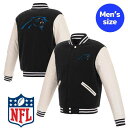 【送料無料】 NFL公式 メンズ アウター スタジャン バーシティジャケット アメフト カロライナ・パンサーズ Carolina Panthers Reversible Faux Leather Sleeves Varsity Jacket
