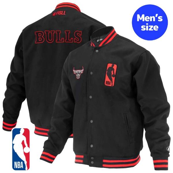楽天USキッズウェア楽天市場店【送料無料】 NBA公式 オフィシャル ユニセックス メンズ レディース スタジャン バーシティジャケット アウター FISLL フィスル シカゴ・ブルズ Chicago Bulls FISLL Unisex Logoman Shadow Collection Full-Snap Varsity Jacket