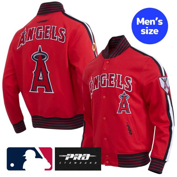 【送料無料】 MLB公式 メジャーリーグオフィシャル メンズ アウター ジャケット スタジャン バーシティジャケット プロスタンダード Pro Standard 大谷翔平 菊池雄星 ロサンゼルス・エンジェルス LOS ANGELES ANGELS CURRENT LOGO PRO GAME DAY DOUBLE KNIT JACKET