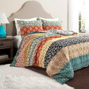 【送料無料】 日本未入荷ブランド Lush Decor ラッシュ・デコール Bohemian Stripe 掛け布団カバーセット(Turquoise & Ora...