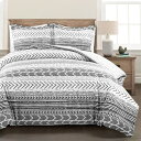 【送料無料】 日本未入荷ブランド Lush Decor ラッシュ・デコール Hygge Geo 掛け布団カバーセット(Black & White) 布団カバー ...