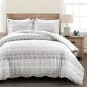 【送料無料】 日本未入荷ブランド Lush Decor ラッシュ・デコール Hygge Geo 掛け布団カバーセット(Gray & White) 布団カバー ふ...