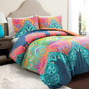 【送料無料】 日本未入荷ブランド Lush Decor ラッシュ・デコール Boho Chic 掛け布団カバーセット(Turquoise & Navy) 布団カバー ふとんカバー 枕カバー 模様替え 寝具