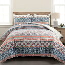 【送料無料】 日本未入荷ブランド Lush Decor ラッシュ・デコール Nesco Stripe 掛け布団カバーセット(Navy & Coral) 布団カバ...