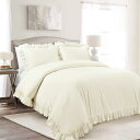 【送料無料】 日本未入荷ブランド Lush Decor ラッシュ・デコール Reyna 3-Piece Ruffled 掛け布団カバーセット(Ivory) 布団...