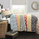 【送料無料】 日本未入荷ブランド Lush Decor ラッシュ・デコール Bohemian Striped リバーシブルベッドカバーセット(Turquoise...