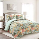【送料無料】 日本未入荷ブランド Lush Decor ラッシュ・デコール Sydney Floral Leaf リバーシブルベッドカバーセット(Blue & ...