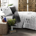 【送料無料】 日本未入荷ブランド Lush Decor ラッシュ・デコール Monique リバーシブルベッドカバーセット(Charcoal) ベッドスプレッド...