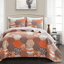 【送料無料】 日本未入荷ブランド Lush Decor ラッシュ・デコール Briley Hexagon Patchwork Neutral リバーシブルベッド...