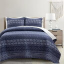 【送料無料】 日本未入荷ブランド Lush Decor ラッシュ・デコール Hygge Geo リバーシブルベッドカバーセット(Navy) ベッドスプレッド ベ...