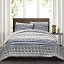 【送料無料】 日本未入荷ブランド Lush Decor ラッシュ・デコール Hygge Geo リバーシブルベッドカバーセット(Navy & White) ベッ...