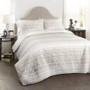 【送料無料】 日本未入荷ブランド Lush Decor ラッシュ・デコール Hygge Geo リバーシブルベッドカバーセット(Taupe & White) ベ...