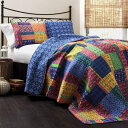 【送料無料】 日本未入荷ブランド Lush Decor ラッシュ・デコール Misha リバーシブルベッドカバーセット(Fuchisa/Navy) ベッドスプレ...