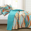 【送料無料】 日本未入荷ブランド Lush Decor ラッシュ・デコール Zuri Flora リバーシブルベッドカバーセット(Turquoise) ベッドス...