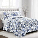【送料無料】 日本未入荷ブランド Lush Decor ラッシュ・デコール Cynthia Jacobean リバーシブルベッドカバーセット(Blue) ベッド...