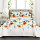 【送料無料】 日本未入荷ブランド Lush Decor ラッシュ・デコール Percy Bloom リバーシブルベッドカバーセット(Tangerine/Blue...