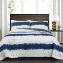 【送料無料】 日本未入荷ブランド Lush Decor ラッシュ・デコール Jane Shibori Polka Dot Stripe リバーシブルベッドカバー...