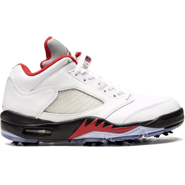 【送料無料+割引クーポン】【メンズ】 nike ナイキ ジョーダン ゴルフシューズ Jordan 5 Retro Low Golf Silver Tongue（Fire Red） スニーカー 靴 打ちっぱなし ゴルフ場 ゴルフコース ゴルフ練習場 ゴルフレッスン Mens Golf Shoes CU4523-100