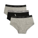 【ニコニコ割引対象】【送料無料】 Calvin Klein カルバンクライン 4-18歳用サイズ 男の子用ブラックxグレーCKロゴウエストブリーフパンツ3枚セッ...