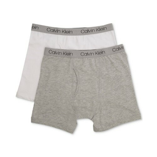 【ニコニコ割引対象】【送料無料】 Calvin Klein カルバンクライン 4-18歳用サイズ 男の子用ホワイトxグレーCKロゴウエストボクサーパンツ2枚セット 下着 boy underwear 【楽ギフ_包装選択 】