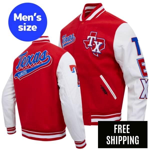 Rakuten - 【送料無料】 Pro Standard プロスタンダード MLB メンズ アウター バーシティジャケット スタジャン テキサス・レンジャーズ TEXAS RANGERS SCRIPT TAIL VARSITY