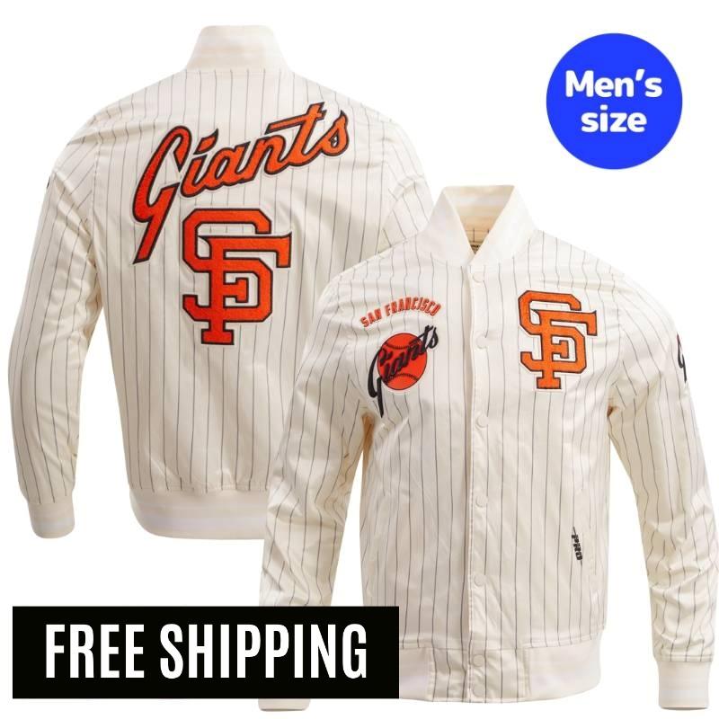 乐天商城 - 【送料無料】 MLB 正規品 メンズ アウター スタジャン サテンジャケット ナイロンジャンパー サンフランシスコ・ジャイアンツ SAN FRANCISCO GIANTS PINSTRIPE RETRO CLASSIC MEN'S RIB SATIN JACKET プロスタンダード Pro Standard