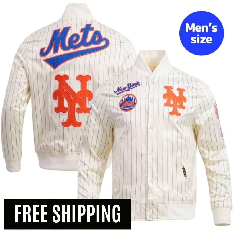 Rakuten - 【送料無料】 MLB 正規品 メンズ アウター スタジャン サテンジャケット ナイロンジャンパー ニューヨーク・メッツ 千賀滉大 NEW YORK METS PINSTRIPE RETRO CLASSIC MEN'S RIB SATIN JACKET プロスタンダード Pro Standard