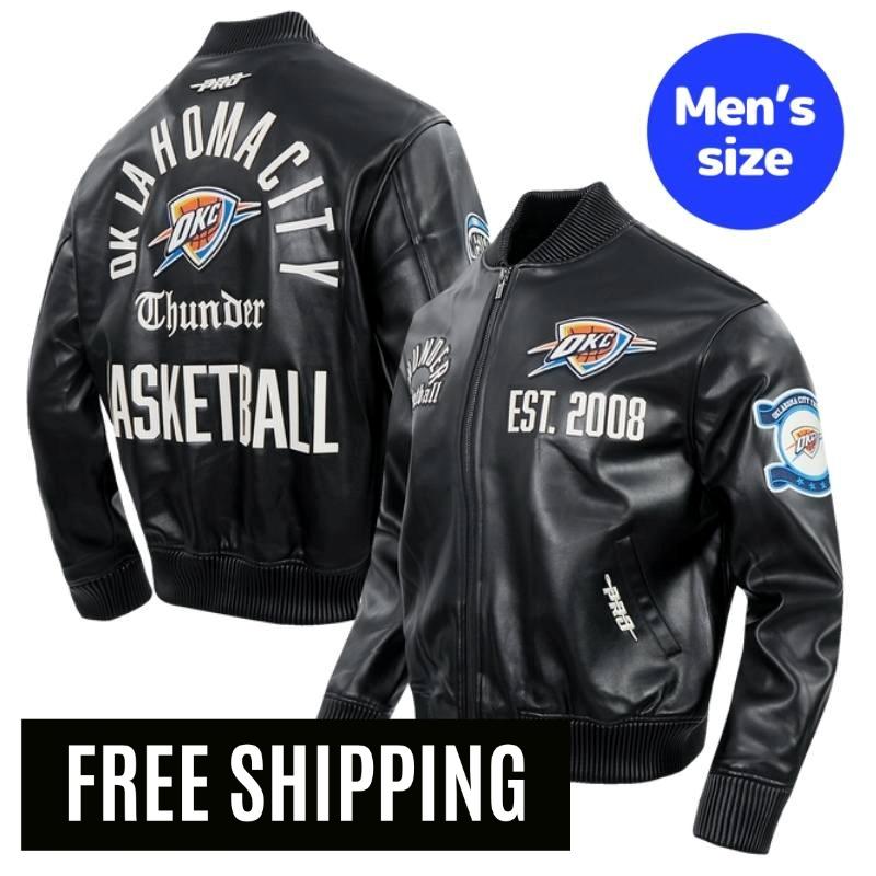 Pro Standard プロスタンダード NBA 正規品 メンズ レザージャケット 革ジャン スタジャン アウター ジャンパー オクラホマシティ・サンダー SGA シェイ OKLAHOMA CITY THUNDER MODERN ORIGINALS MEN'S LEATHER VARSITY JACKET 【送料無料】