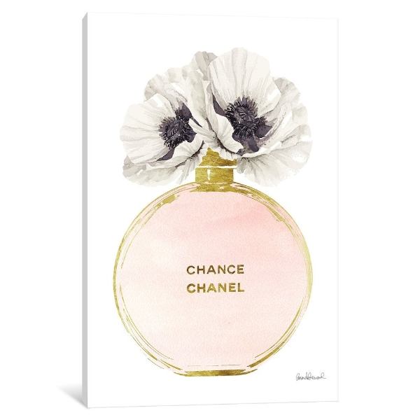 【送料無料+割引クーポン】 米国発のお洒落なオマージュアート Perfume Round Solid in Gold シャネル CHANEL キャンバスアート インテリア 絵画 模様替え