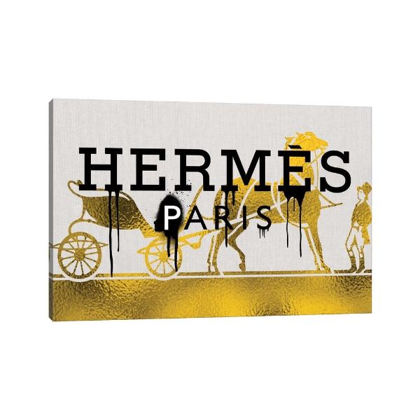 【送料無料+超お得5%クーポン】 米国発のお洒落なオマージュアート 約30x20cm Follow The Golden Road エルメス Hermes キャンバスアート インテリア 絵画 模様替え 結婚祝い