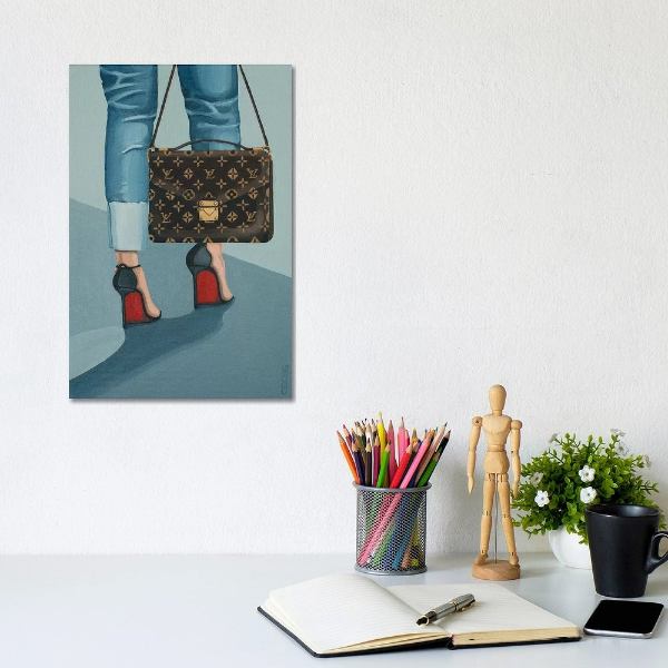 【送料無料+割引クーポン配布中】 米国発のお洒落なオマージュアート 約30x20cm Louis Vuitton Bag And Louboutin Heels ヴィトン Louis Vuitton キャンバスアート インテリア 絵画