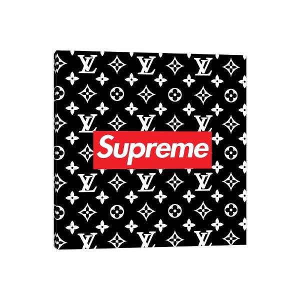 【送料無料+割引クーポン】 米国発のお洒落なオマージュアート LV black Supreme シュプリーム Supreme キャンバスアート インテリア 絵画 模様替え 結婚祝い