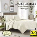 【送料無料】【ダブル・クイーン】 Laura Ashley ローラアシュレイ Felicityリバーシブルベッドキルト2点セット(Ivory) ベッドカバー ベットカバー ベッドキルト ピローカバー 枕カバー 寝室 布団カバー 模様替え